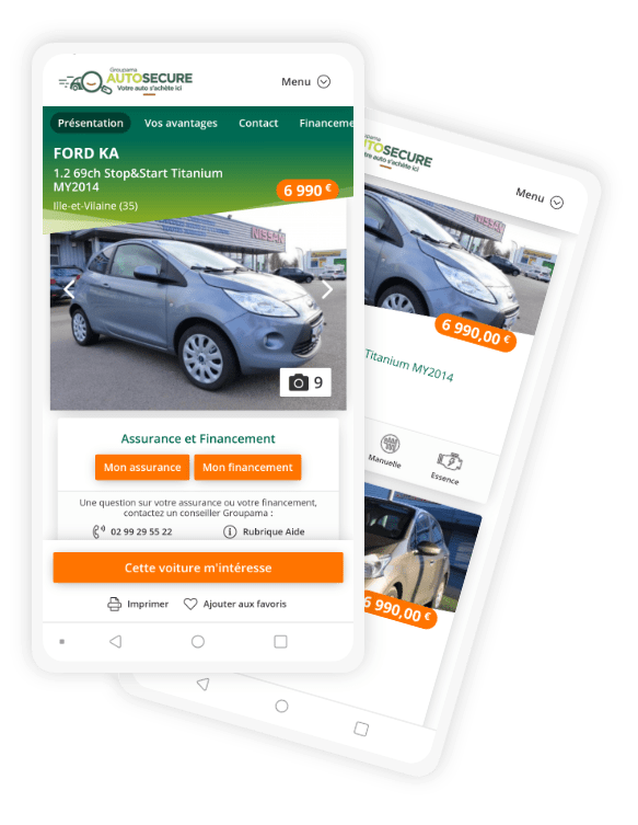 Linaïa réalisation : Groupama Auto Secure - Écran responsive mobile
