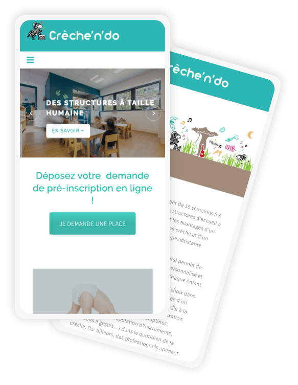 Linaïa réalisation : Creche'n'do - Écran responsive mobile